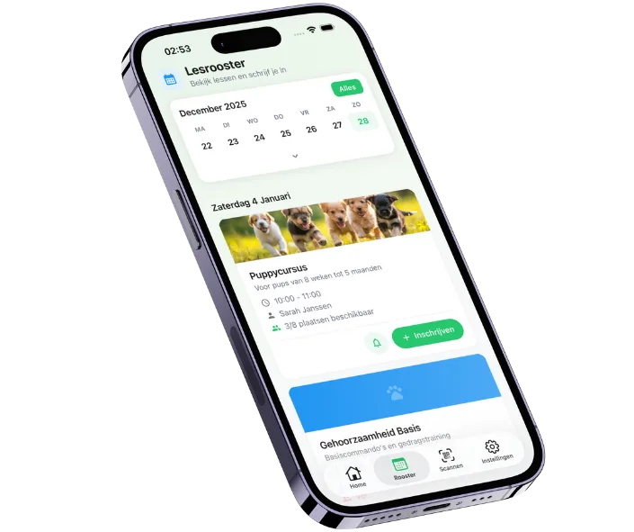 De Ledenadmin-app voor leden: lesrooster en inschrijven voor lessen
